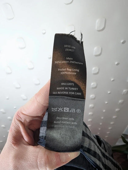 Jigsaw black and grey check wool blend trousers UK 12