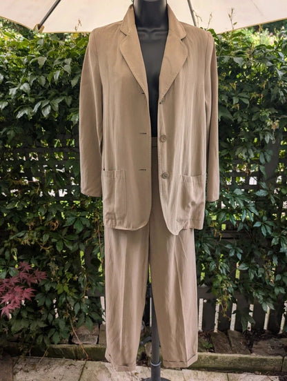 Vintage St Michael by Marks & Spencer Linen Blend Trouser Suit Beige UK8