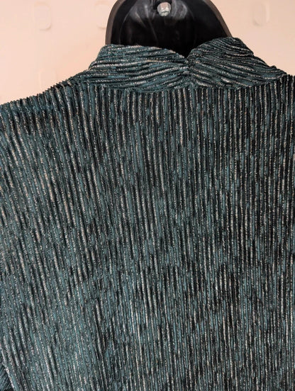 Rio & Rian Teal Green Silver Metallic Wrap Top Small