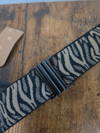 Nooki London Zebra Metallic Stretch Belt NWT Small/Medium