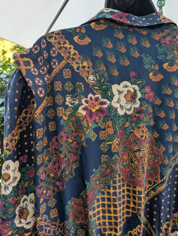 Vintage Leslie Fay Dresses Scarf Print Dress Petite UK18
