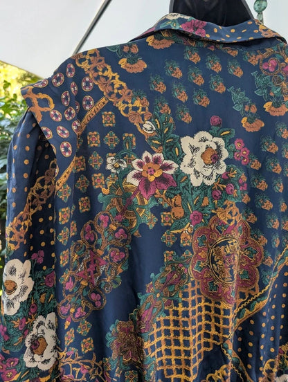 Vintage Leslie Fay Dresses Scarf Print Dress Petite UK18