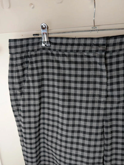 Jigsaw black and grey check wool blend trousers UK 12
