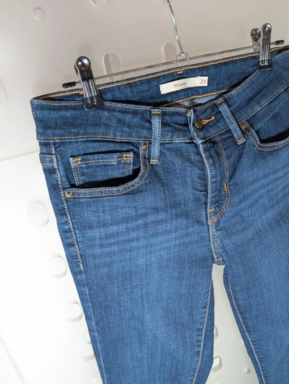 Levi’s 711 Skinny Jeans Indigo Blue Size 25 Mid Rise Stretch Denim
