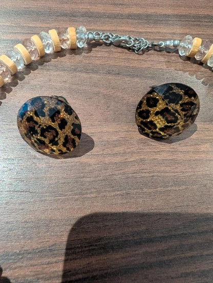 Little Season by Ivy “Leopard Set” Vintage Necklace & Clip-On Earrings