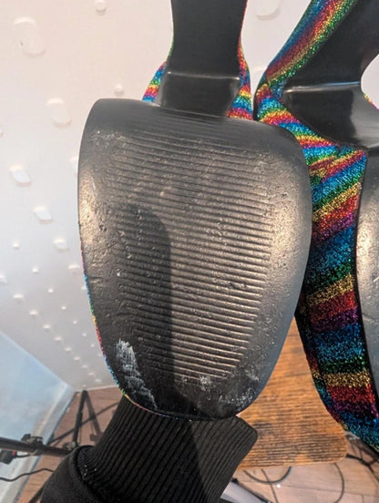 ASOS Bowie Rainbow Glitter Ankle Boots UK4 Festival Pride Party