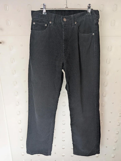 Levi's Black Corduroy Trousers W30 Cropped Straight Leg