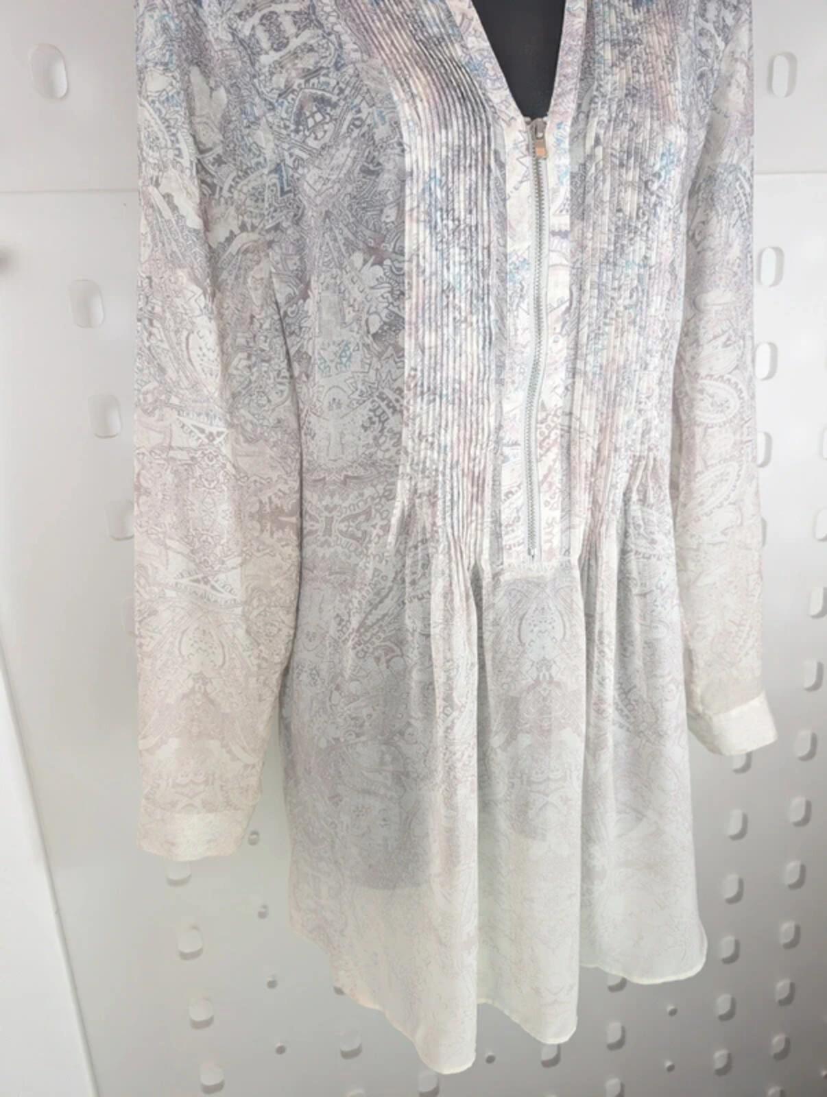 Mint Velvet Longline Pleated Zip Front Blouse UK12