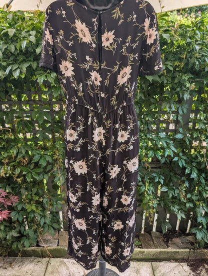 Miss Selfridge Floral Wide Leg Jumpsuit Black UK10