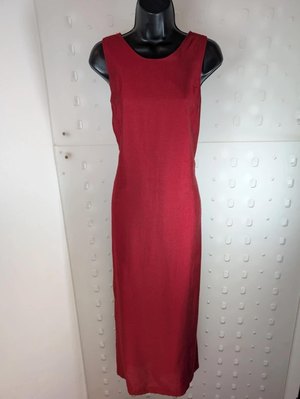 Vintage Elysio Florence ruby red taffeta midi dress UK12
