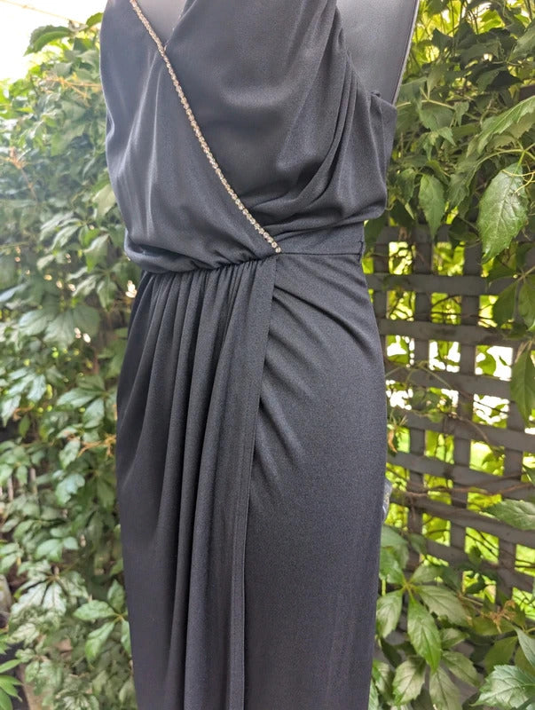 Vintage John Marks by Anne Tyrrell Black Evening Maxi Dress UK6