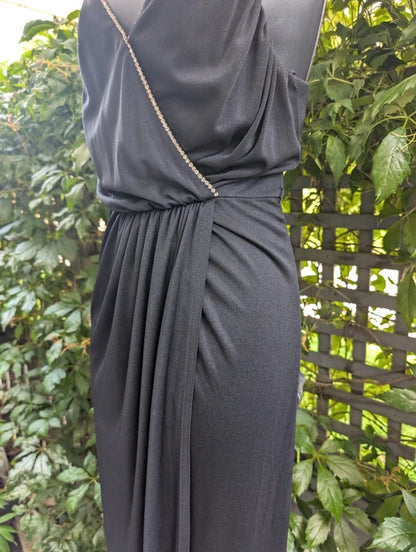Vintage John Marks by Anne Tyrrell Black Evening Maxi Dress UK6