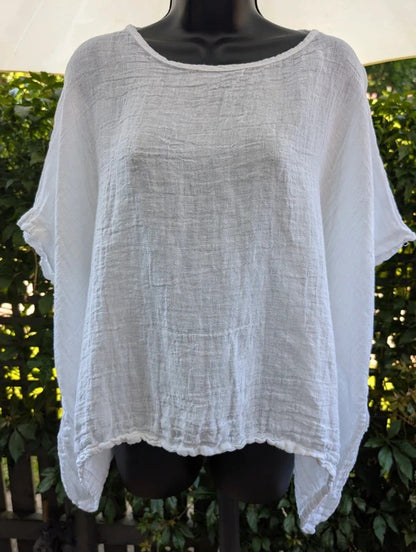 Join Clothes Pure Linen Oversized Top White One Size