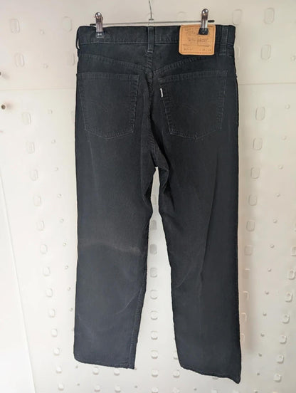 Levi's Black Corduroy Trousers W30 Cropped Straight Leg
