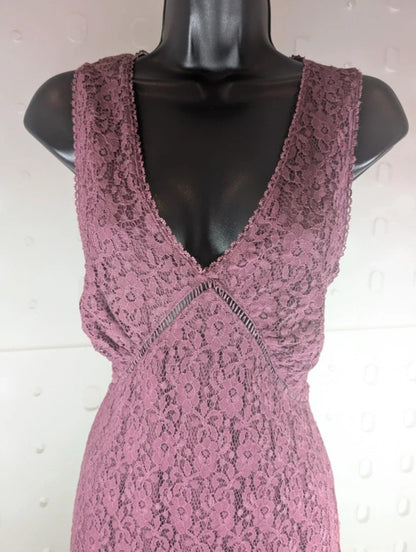 Topshop mauve lace up bodycon dress UK12