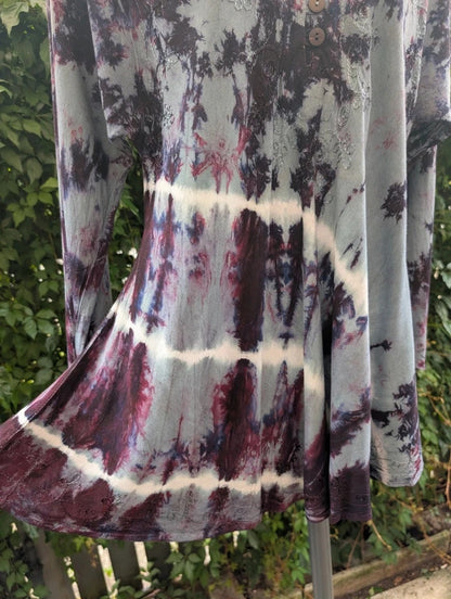 Boho Tie Dye Embroidered Witchy Tunic Top S/M