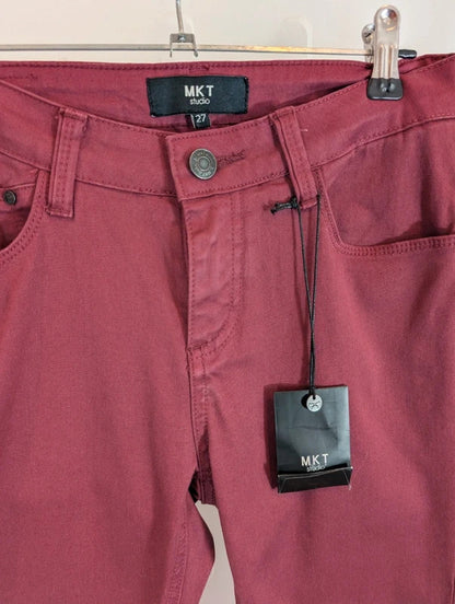 MKT Studio Parno Burgundy Skinny Jeans Size 27 NWT