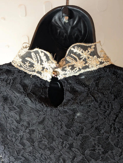 Korean Lace Top with Beaded Collar – XS (est.)