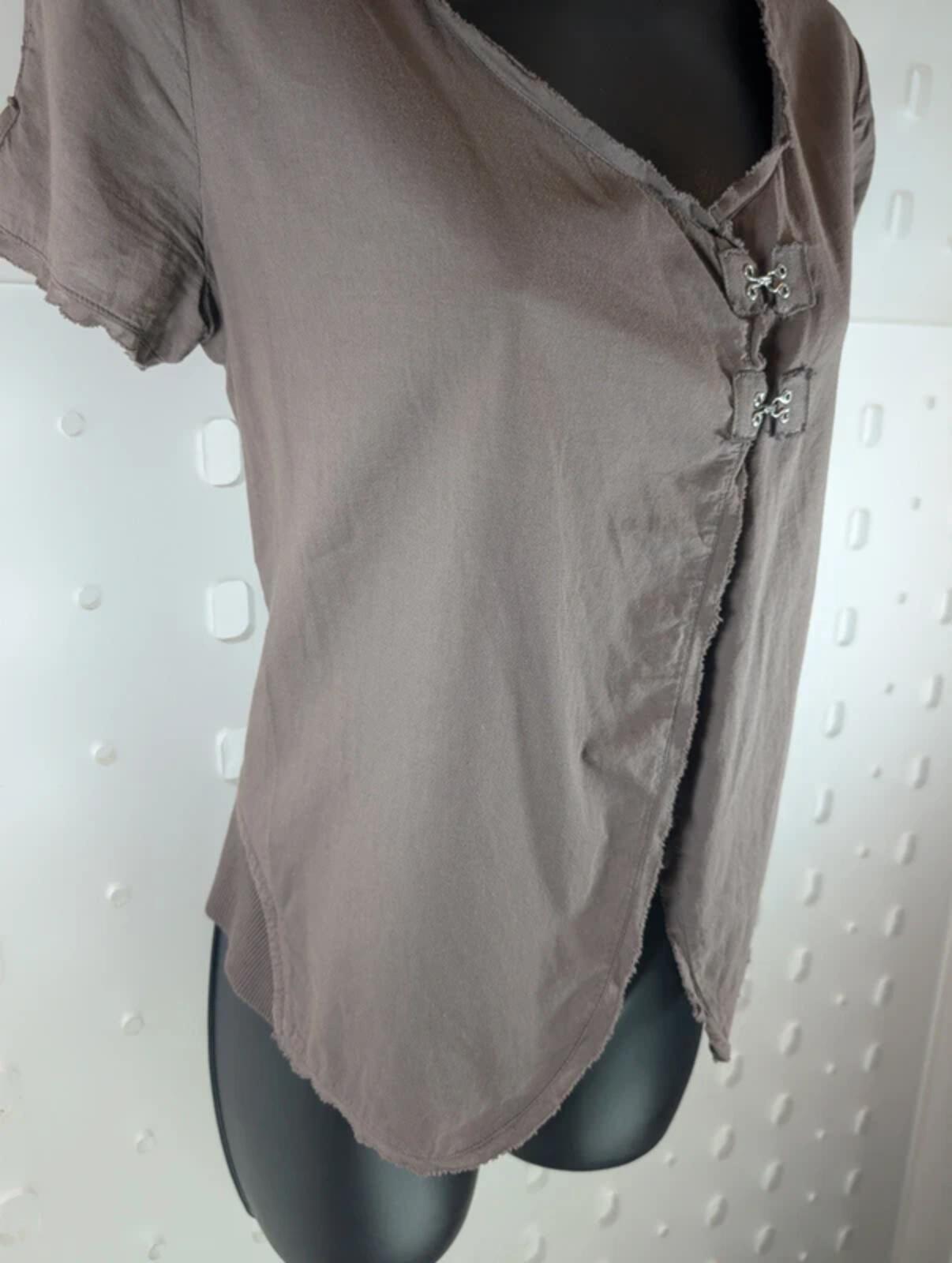 Lurdes Bergada Taupe Asymmetric Cotton Top Made In Spain Large