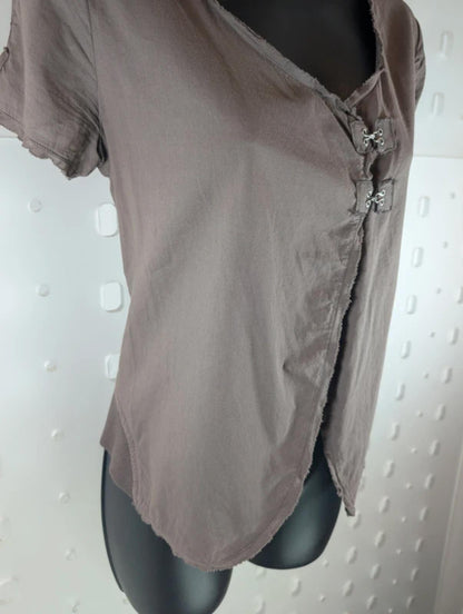 Lurdes Bergada Taupe Asymmetric Cotton Top Made In Spain Large