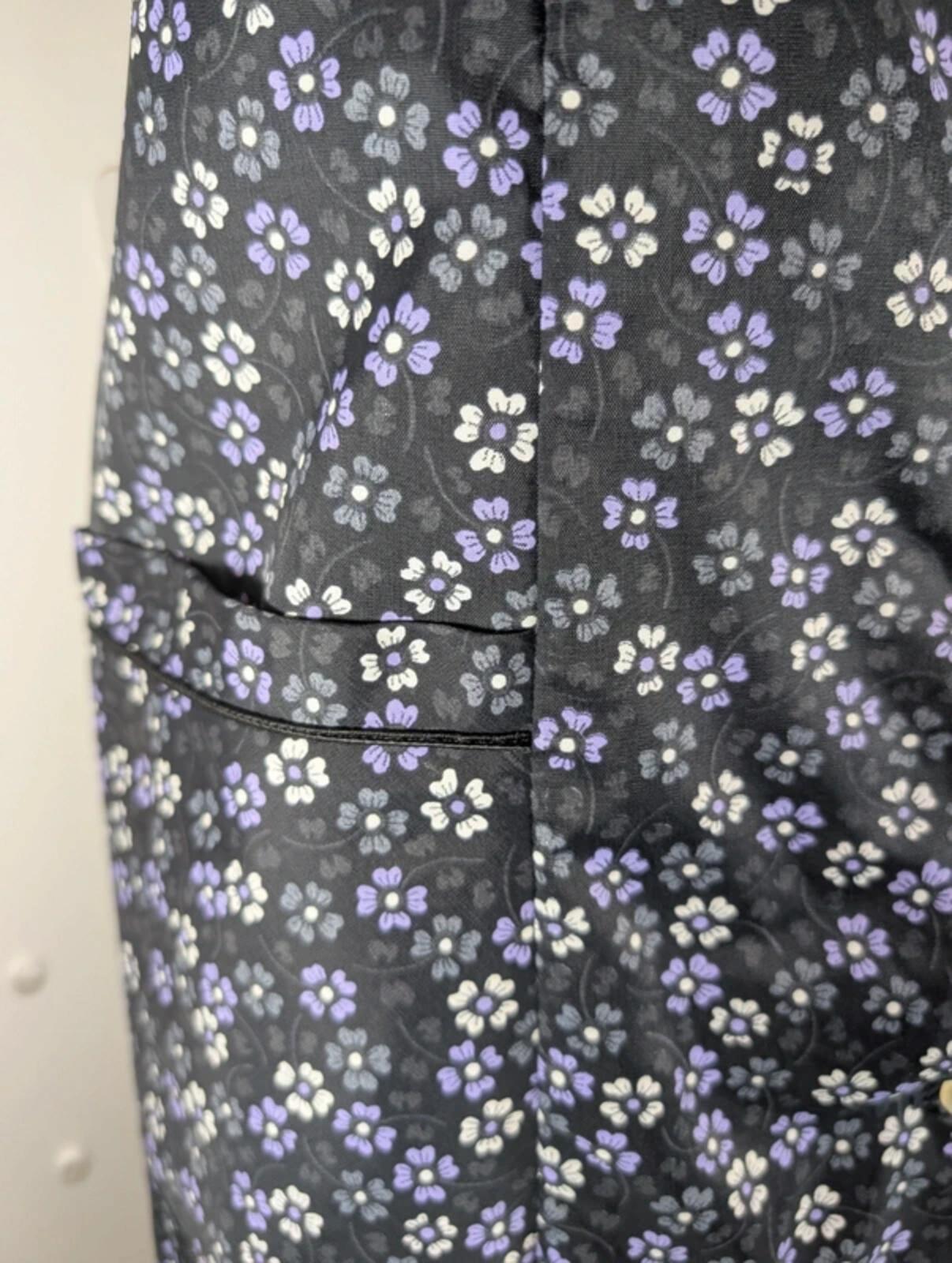 1970s vintage Castille France purple ditsy pinafore dress S