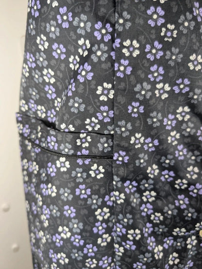 1970s vintage Castille France purple ditsy pinafore dress S