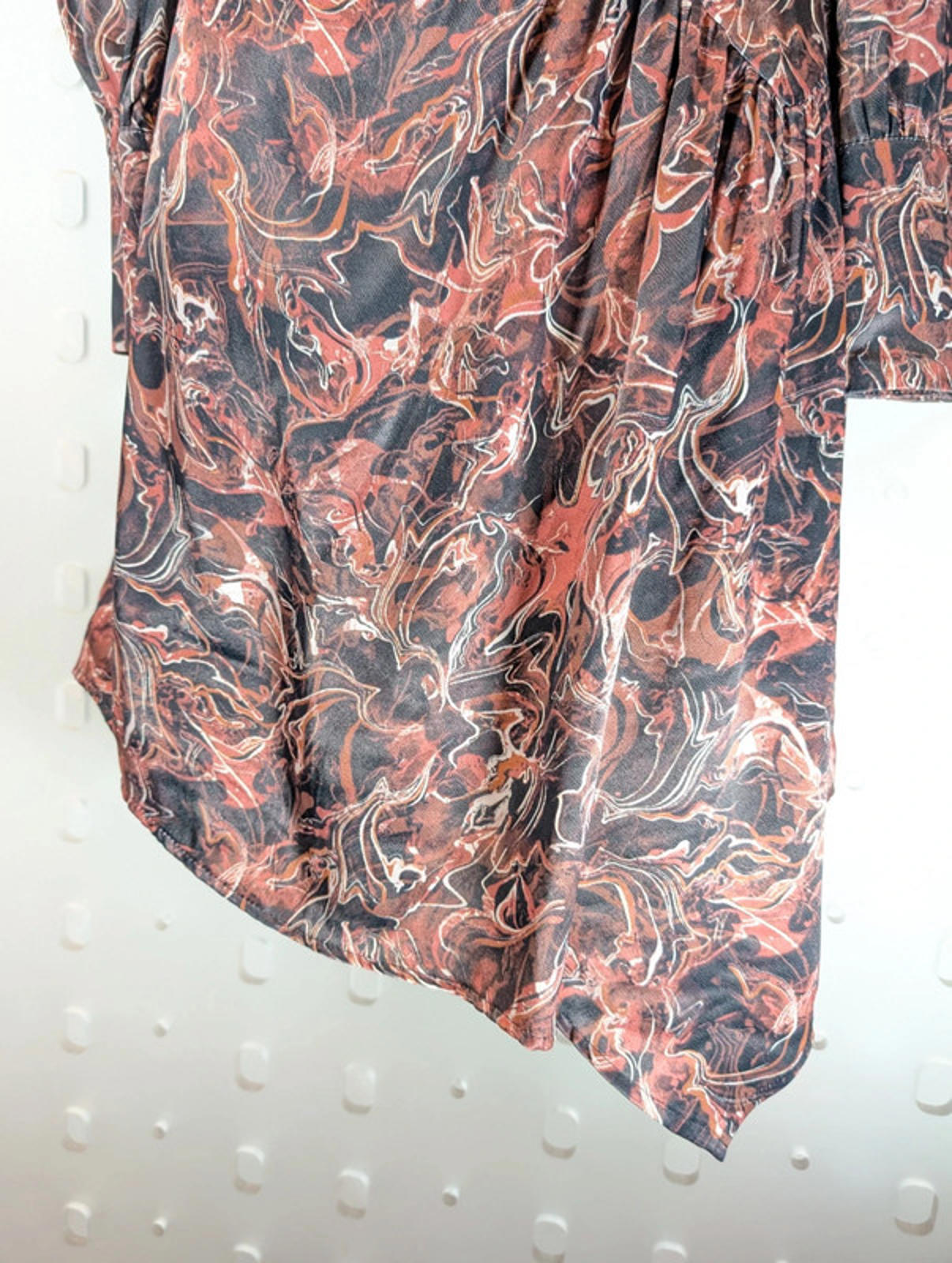 Mint Velvet Marble Print Cowl Dress | UK 6 | Autumnal Earth Tones