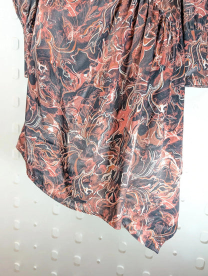 Mint Velvet Marble Print Cowl Dress | UK 6 | Autumnal Earth Tones