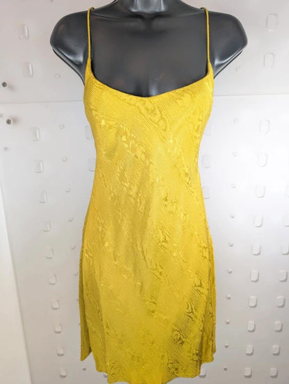 Topshop Satin Slip Mini Dress Yellow UK10