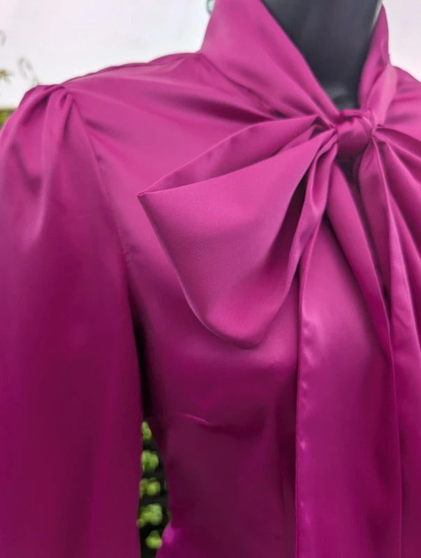 Hawes & Curtis Pussy Bow Blouse Fuchsia Pink UK8