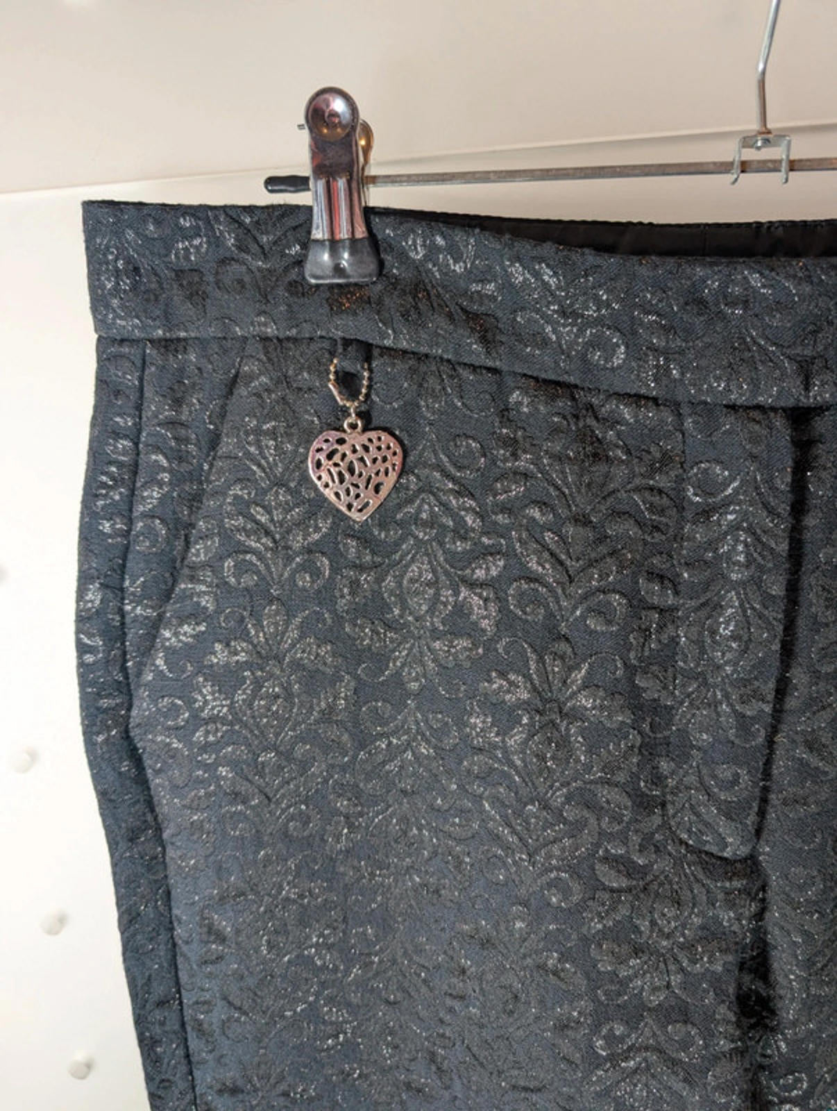 Jane Norman Black Baroque Cropped Trousers – Low Rise Y2K