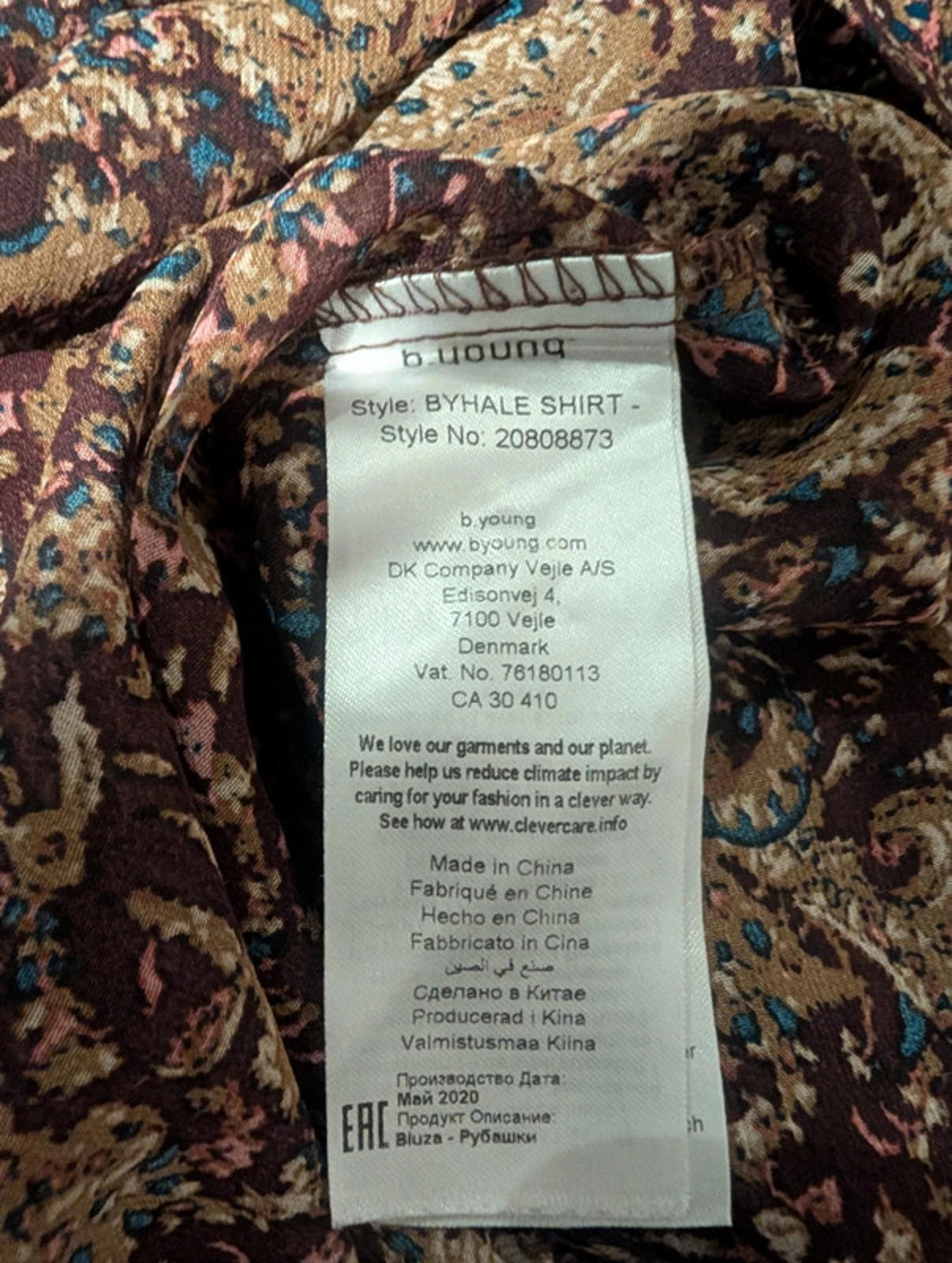 b.young paisley frill blouse size 8