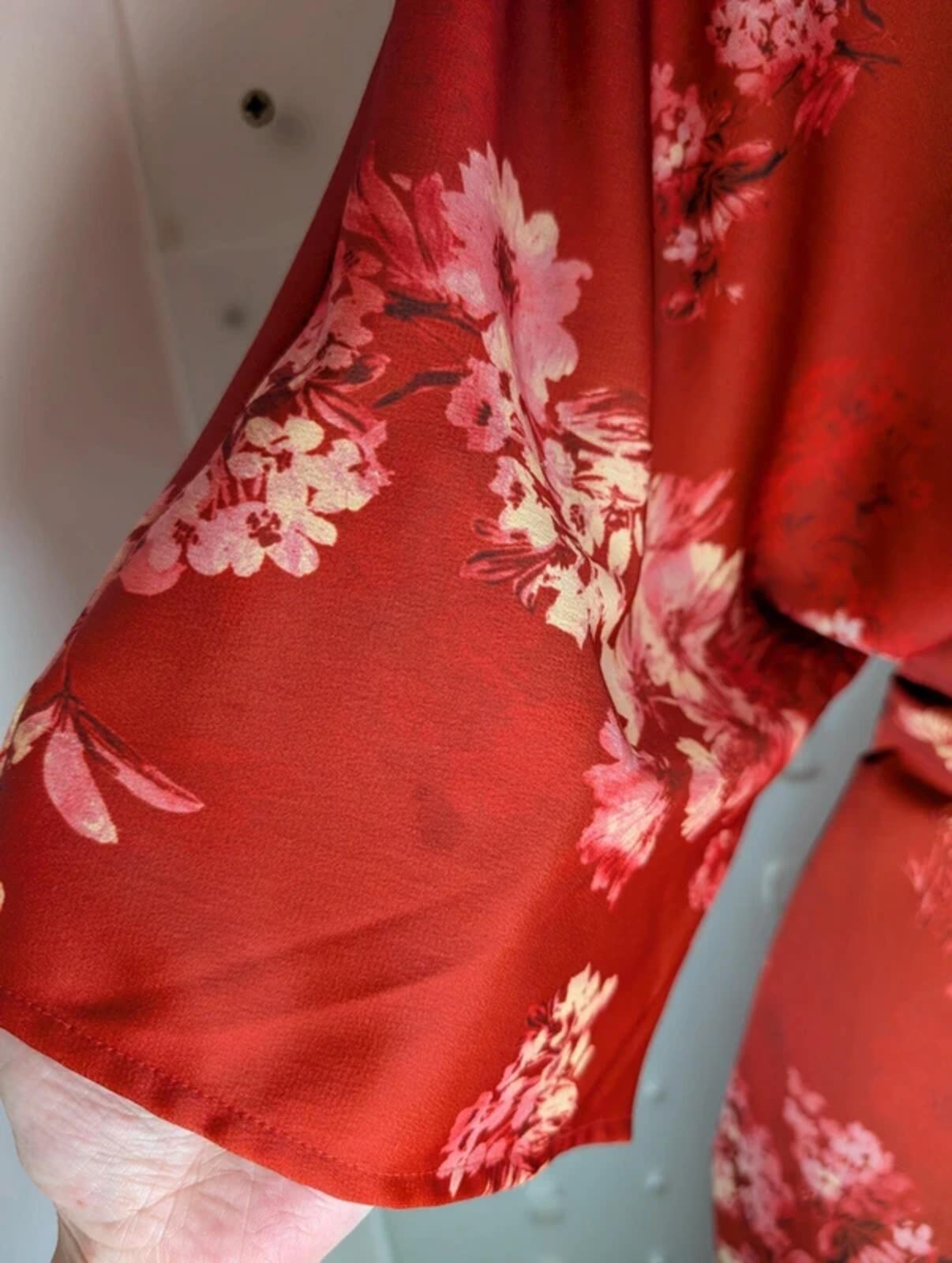 Hope & Ivy Floral Knot Front Dress Red Pink UK10