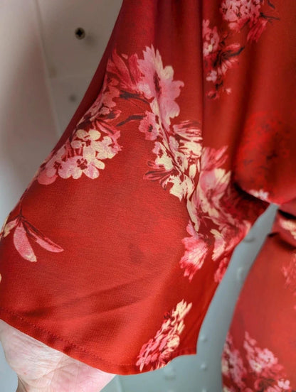 Hope & Ivy Floral Knot Front Dress Red Pink UK10