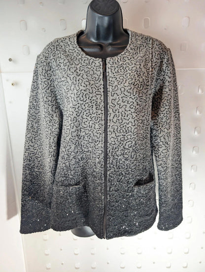 Clements Ribeiro Black – Sequin Wool Blend Jacket (XL / 16–42)