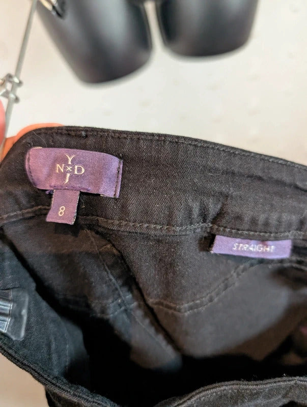 NYDJ Black Straight Leg Stretch Jeans UK12 US8 Made in USA