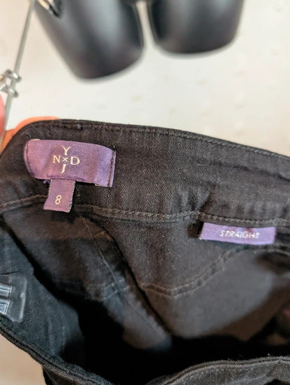 NYDJ Black Straight Leg Stretch Jeans UK12 US8 Made in USA