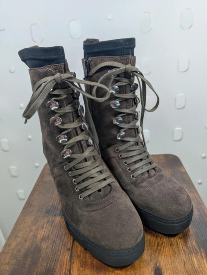 Unisa Suede Platform Utility Boots Brown EU37 UK4