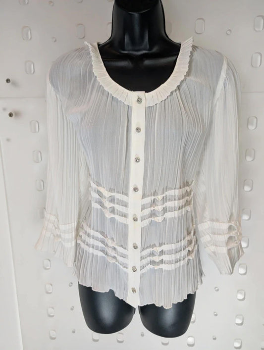 CCDK Copenhagen Pleated Blouse Diamante Buttons EU 38