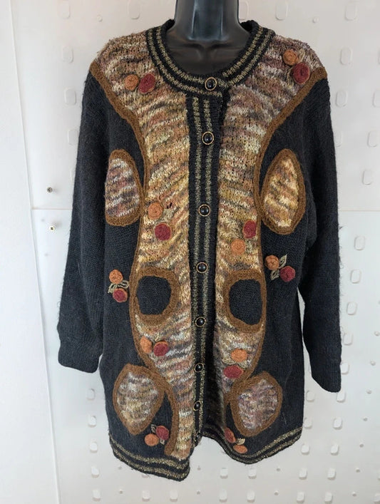 Vintage 1980s Basic One Collection Mohair Lurex Cardigan M/L