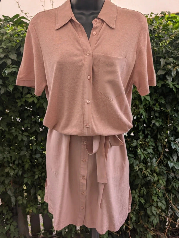 Lacoste Silk Cotton Wool Polo Shirt Dress Size 42 UK14