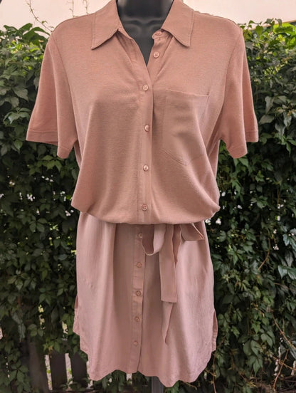 Lacoste Silk Cotton Wool Polo Shirt Dress Size 42 UK14