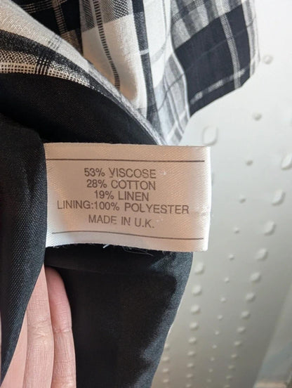 Vintage Richards Check Linen Blend Jacket UK10 Black White 80s