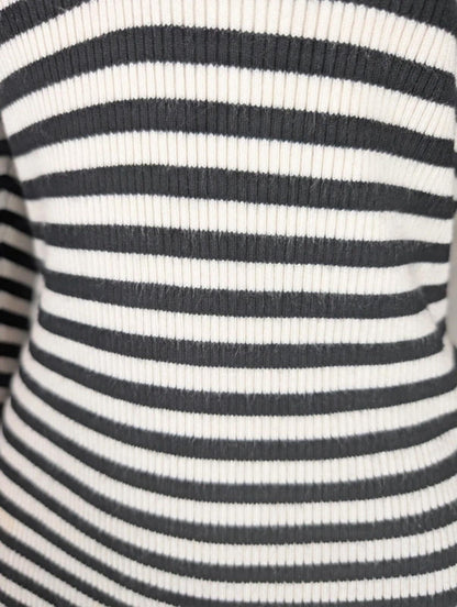 Morgan De Toi Striped Knit Top Skull Buttons Medium