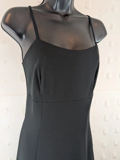 Vintage 90s Laura Ashley Black Strappy Maxi Dress UK12 Made in UK