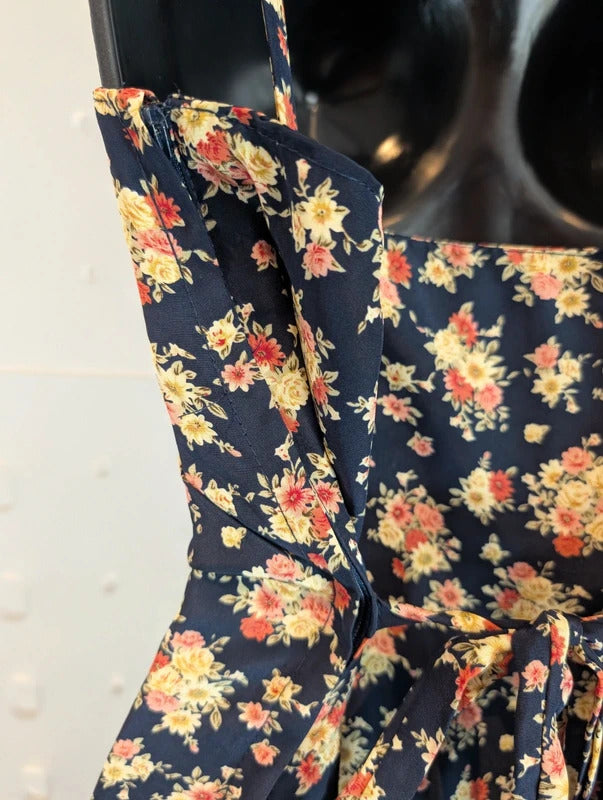 Vintage 90s Made in Great Britain Navy Rose Floral Maxi Dress UK16