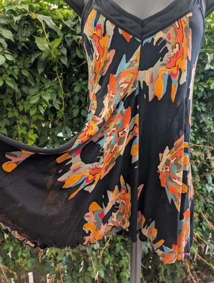 French Connection Y2K Printed Hanky Hem Mini Dress Top XS