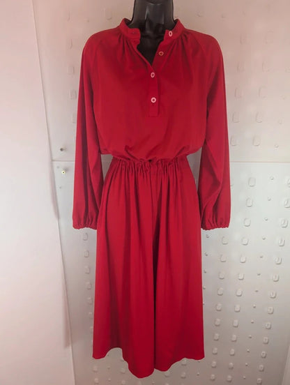 Vintage Betty Barclay Red Belted Midi Dress 70s 80s