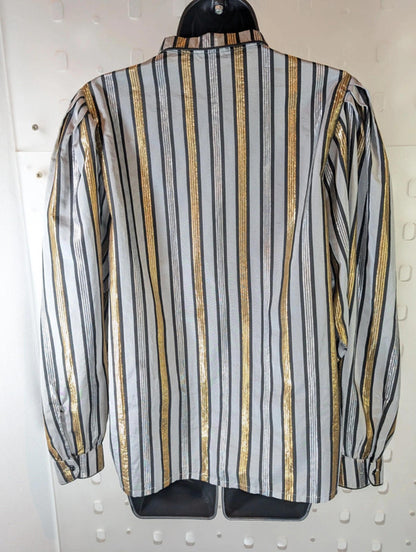 Vintage 1980s Metallic Statement Blouse with Dramatic Sleeves – UK 12