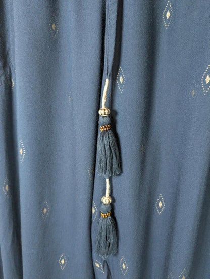 Fat Face UK12 Navy Printed Viscose Trousers